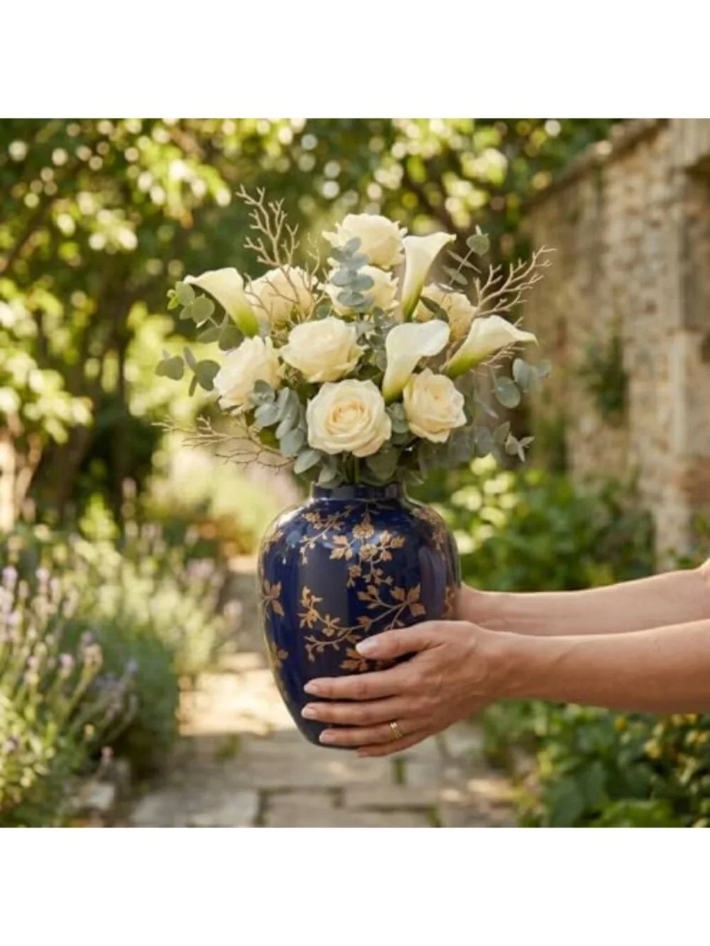 Vintage Ice Crackle Glaze Ceramic Flower Vase - Chinoiserie Rustic Home Decor